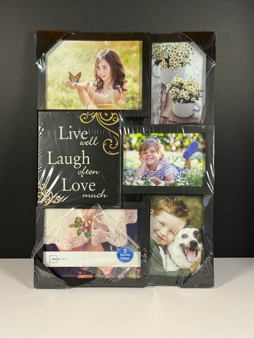 NWT Mainstays Live Laugh Love 5-Photo Collage Frame Black
